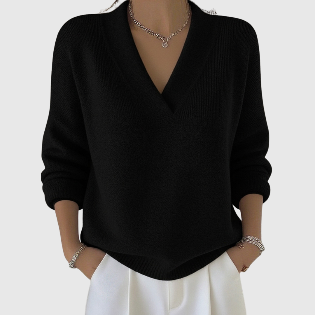Faye | Pull à col V doux en coupe décontractée