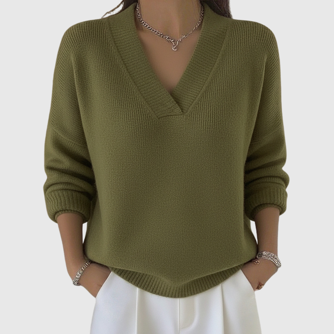 Faye | Pull à col V doux en coupe décontractée